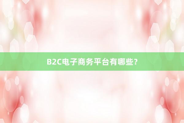 B2C电子商务平台有哪些？